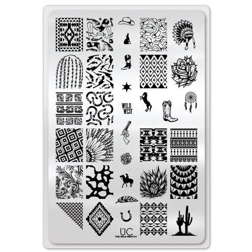 UberChic Beauty Wild West-01 Stamping Plate Light Gray
