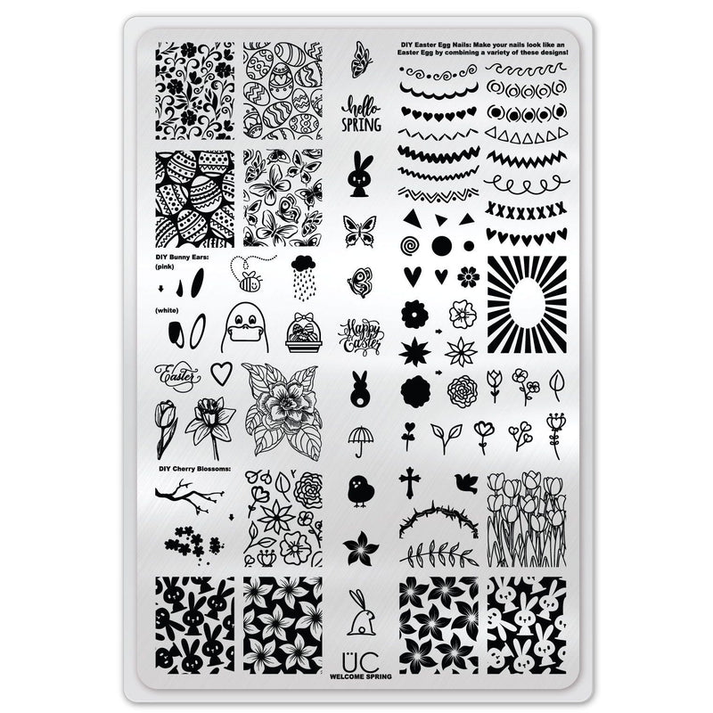 UberChic Beauty Welcome Spring Stamping Plate Light Gray