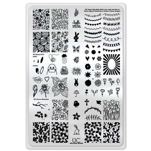UberChic Beauty Welcome Spring Stamping Plate Light Gray