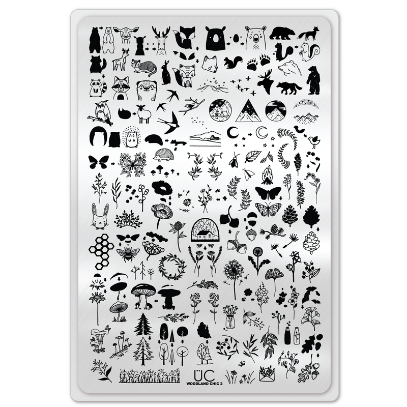 UberChic Beauty Woodland Chic-02 Stamping Plate Light Gray
