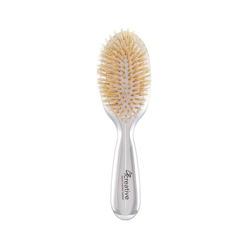 Creative Pro Hair Tools Classic Toddler/Baby Soft Boar Bristle Hair Brush-Colors-Blue-Pink-Silver Hair Brush White Smoke Silver