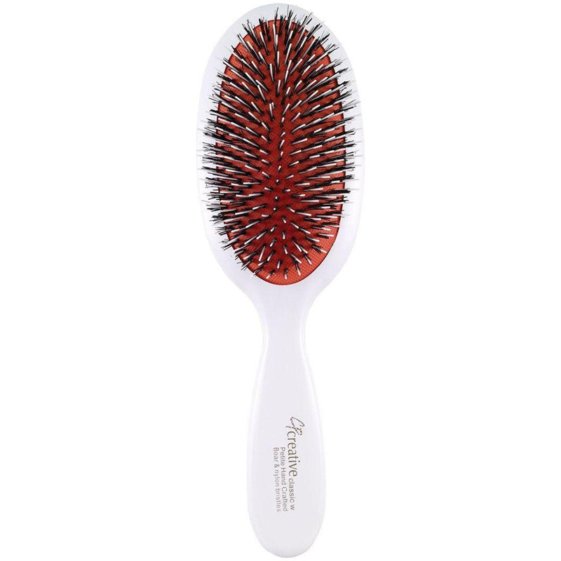 Creative Pro Hair Tools Classic Signature White Paddle Boar Bristle Hair Brush Hair Brush White Smoke Petite Mixed Bristle