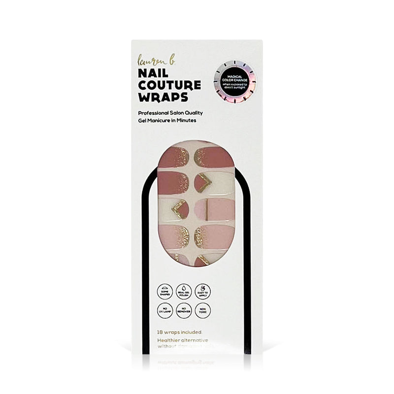 laurenbbeauty COLOR CHANGE Pink & Gold Delicate Geometric Gel Nail Wrap Nail Art Kits & Accessories Lavender