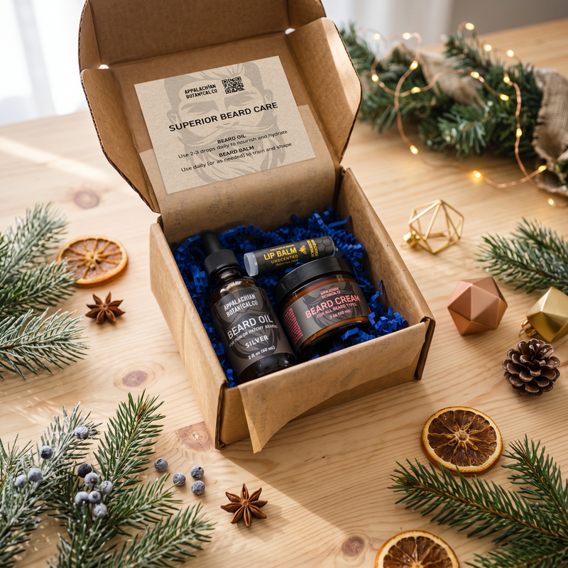 Appalachian Botanical Co. Beard Care Combo | Cream & Oil Shaving & Grooming Gift Set Wheat Silver