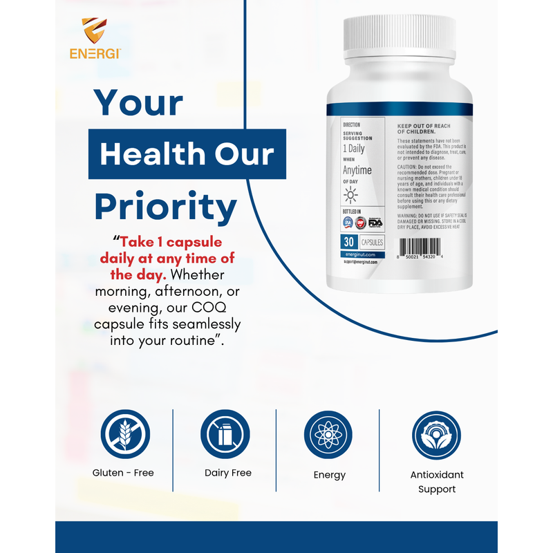 Energi Nutrition CoQ Health Supplement White Smoke