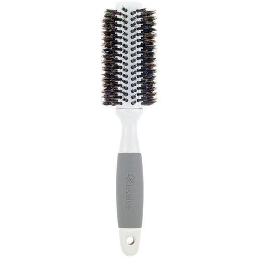 Creative Pro Hair Tools Ceramic Barrel Round Boar Bristle Hair Brush for Thick Hair Hair Brush White Smoke 102-ME (2")