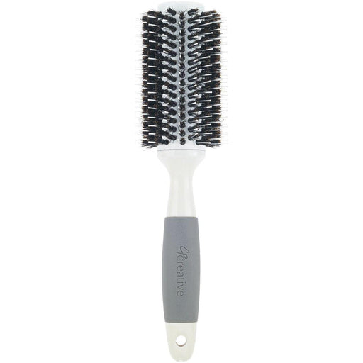 Creative Pro Hair Tools Ceramic Barrel Round Boar Bristle & Nylon Mix Hair Brush Hair Brush White Smoke 103-BP (2.5")