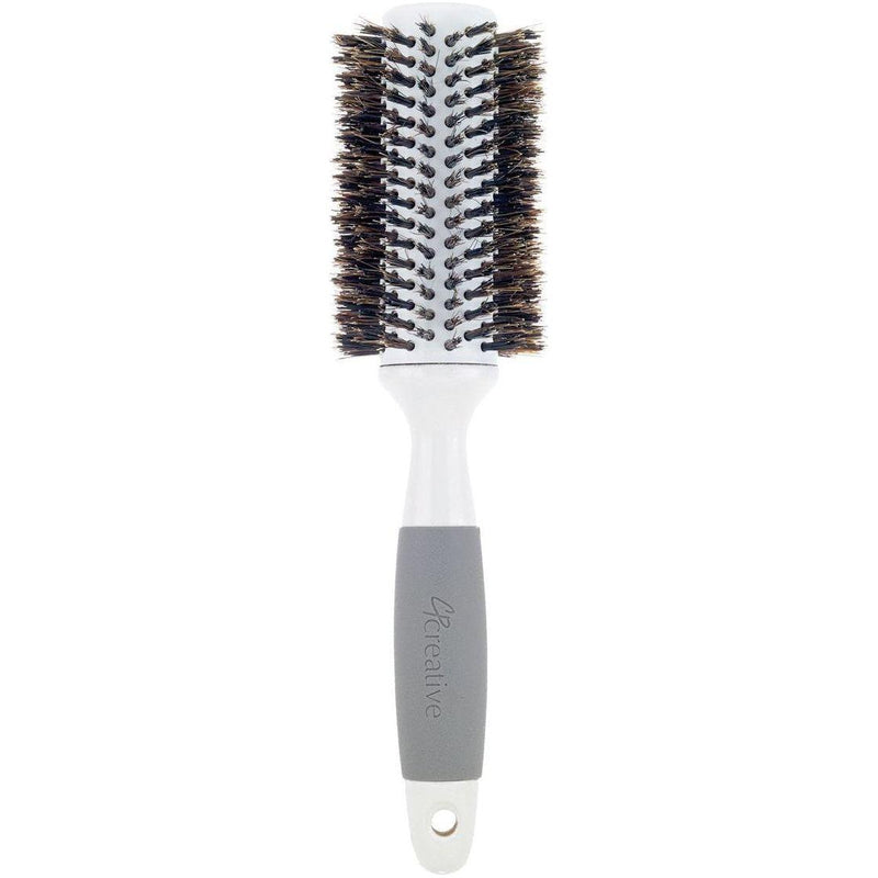 Creative Pro Hair Tools Ceramic Barrel Round Boar Bristle Hair Brush for Thick Hair Hair Brush White Smoke 103-ME (2.5")
