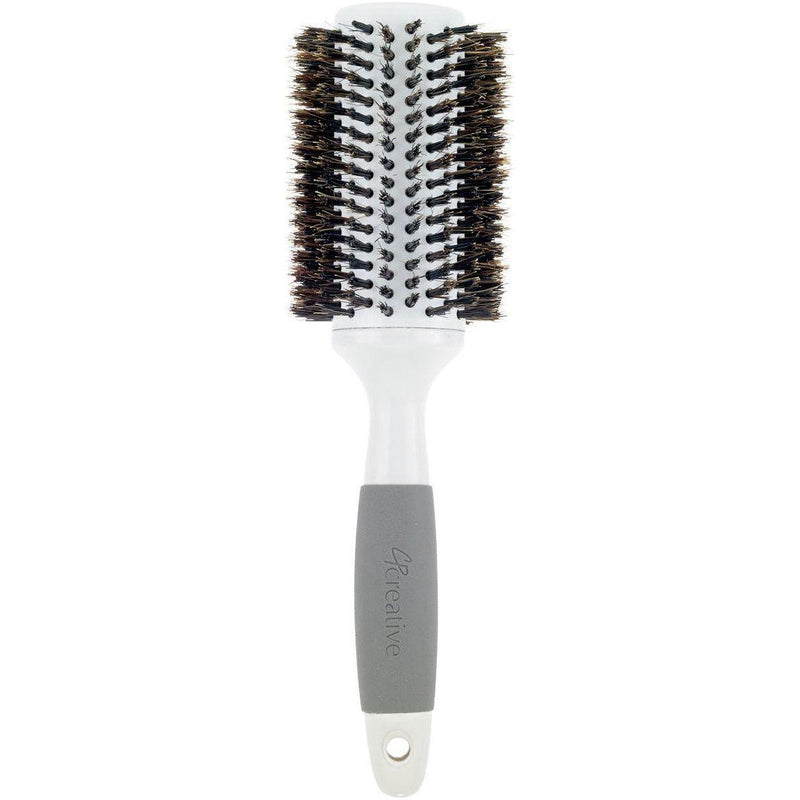 Creative Pro Hair Tools Ceramic Barrel Round Boar Bristle Hair Brush for Thick Hair Hair Brush White Smoke 103-ME XL (3")
