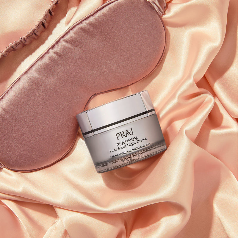 PRAI Beauty Platinum Firm & Lift Night Creme Overnight Repair Platinum Maroon 1.7oz/50ml
