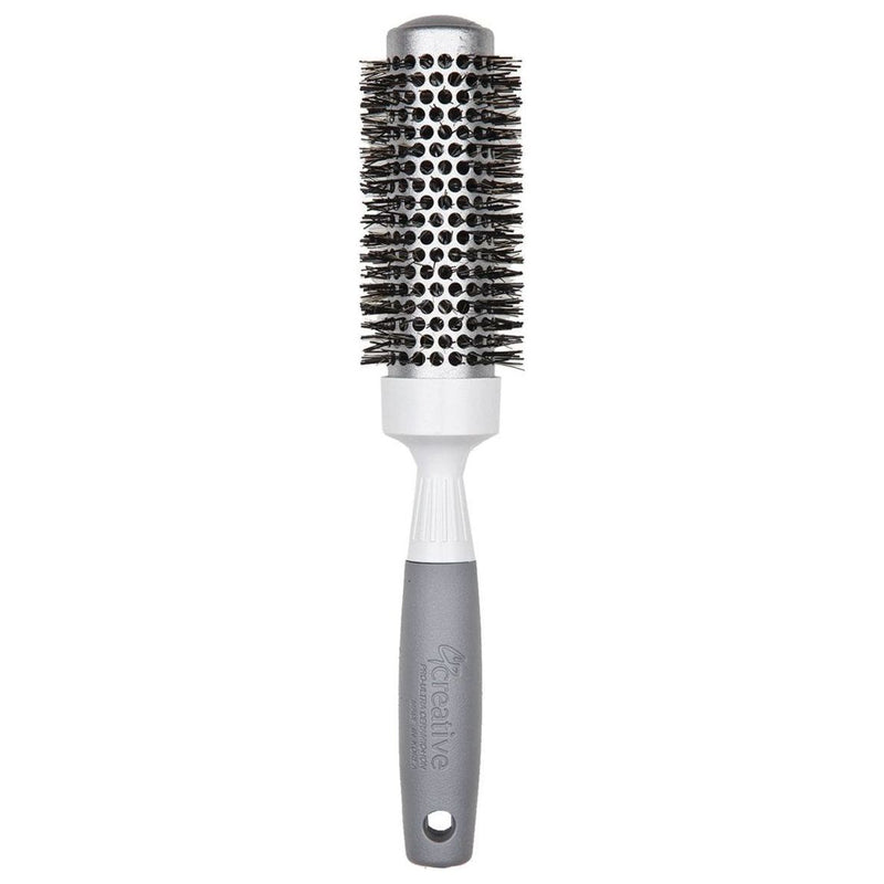Creative Pro Hair Tools Pro-Silver Nano and Wavy Ion Bristle Hair Brush Hair Brush White Smoke 131-NANO (2")