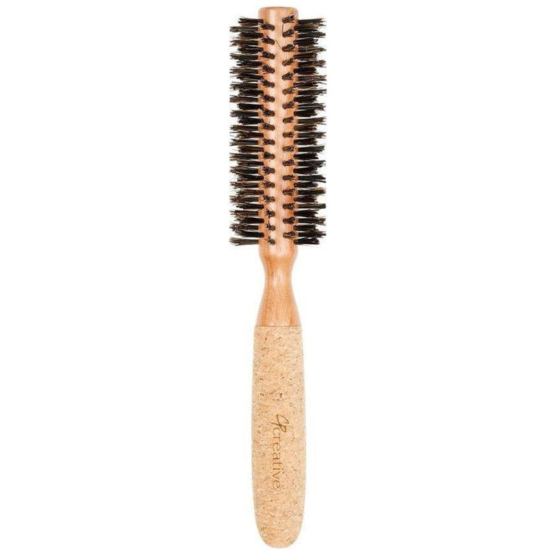 Creative Pro Hair Tools Eco-Friendly Birchwood and Cork Boar Bristle Round Hair Brush Hair Brush White Smoke CRC2 (1.25")