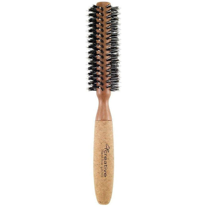 Creative Pro Hair Tools Eco-Friendly Birchwood and Cork Boar Bristle Round Hair Brush Hair Brush White Smoke CRC2 (1.25"),CRC2 XL (2.75),CRC4 (2"),CRC4XX (2.5"),CRC4XXX (3.25"),CRC4XL (3")