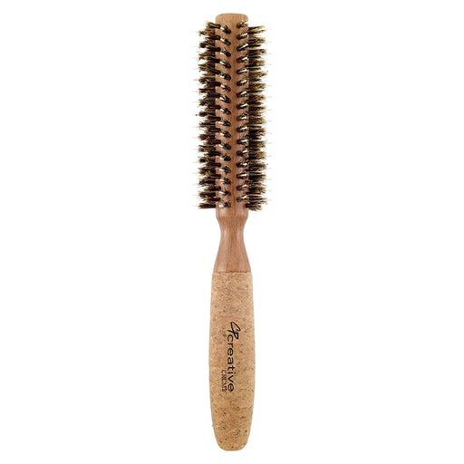 Creative Pro Hair Tools Eco-Friendly Birchwood and Cork Mixed Boar Bristle Round Hair Brush Hair Brush White Smoke CRCM2 (1.25")