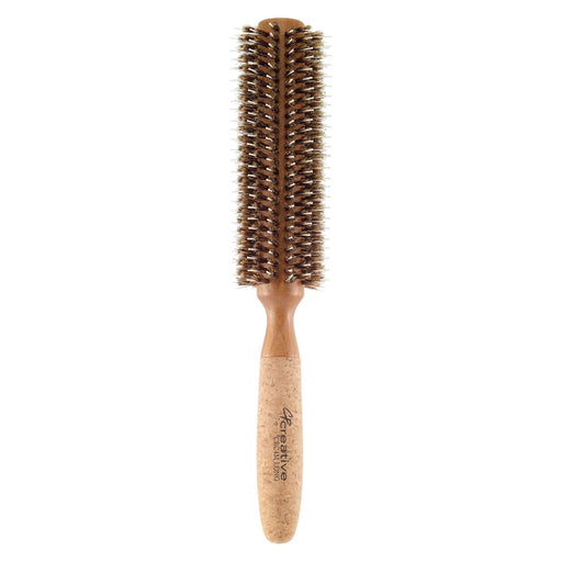 Creative Pro Hair Tools Eco-Friendly Extended 6" Long Cork Barrel Round Hair Brush Hair Brush White Smoke Boar/Nylon Mix