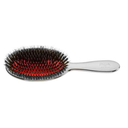 KOH-I-NOOR Beauty USA Janeke Pneumatic Hair Brush – Boar Bristle & Nylon Pin Detangling Brush (Chrome & Gold) Hair Brush White Smoke Chrome / Large,Chrome / Extra Large