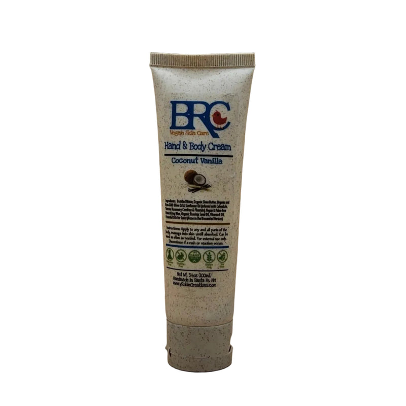 By Robin Creations Vegan Ultra-Moisturizing Hand & Body Cream Lotion & Moisturizer White Smoke Coconut & Vanilla / 1 (3.4 oz) Biodegradable Tube