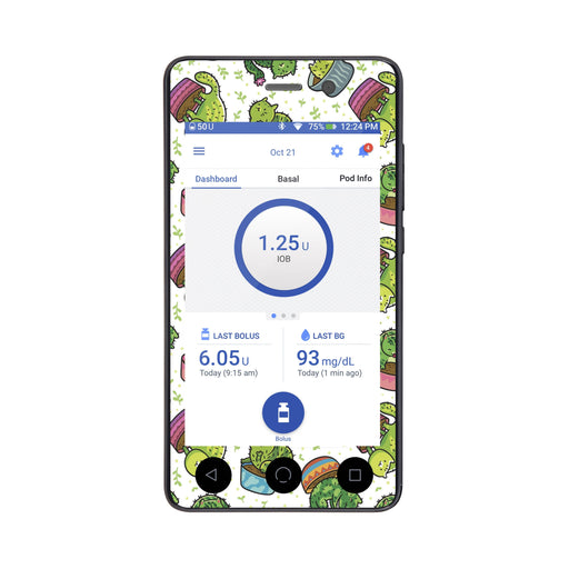 Peelz Cactus Cat Sticker for Omnipod DASH® PDM – Pump Peelz Peelz/Stickers White Smoke Whole System Peelz (front + case),Front Peelz,Case Peelz