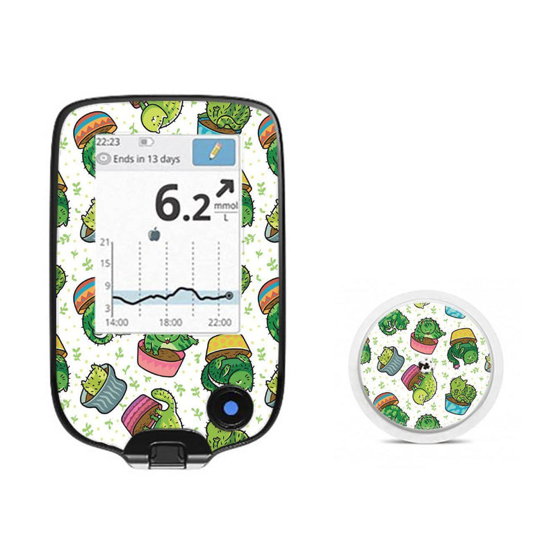 Peelz Cactus Cat for Freestyle Libre 2 Peelz/Stickers White Smoke Receiver + Sensor