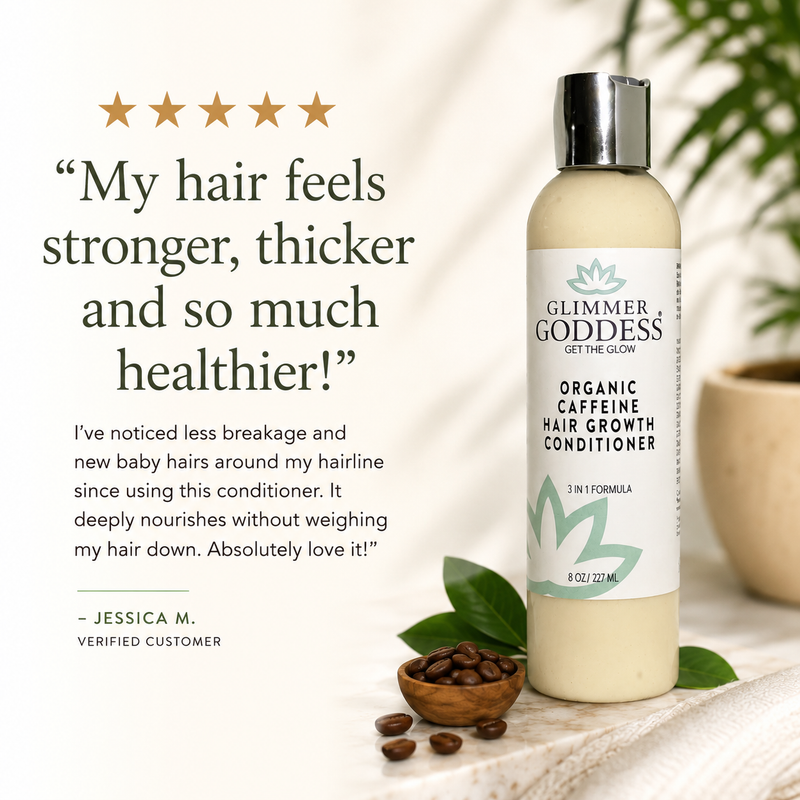 Glimmer Goddess® Organic Skin Care Organic Caffeine Hair Growth Mask – Deep Conditioning Treatment Hair Growth White Smoke 8 oz.