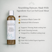 Glimmer Goddess® Organic Skin Care Organic Caffeine Shampoo for Hair Growth – Stimulating Formula Hair Growth Lavender 8 oz