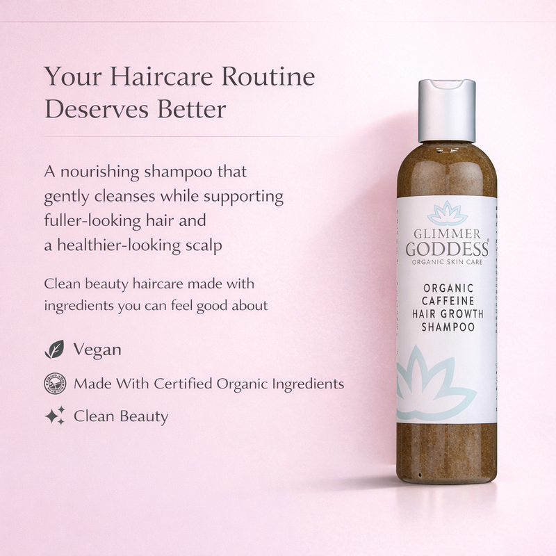 Glimmer Goddess® Organic Skin Care Organic Caffeine Shampoo for Hair Growth – Stimulating Formula Hair Growth Lavender Blush 8 oz