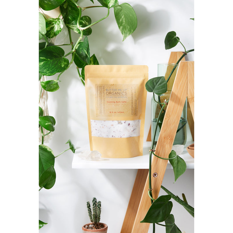 Butter Me Up Organics Calming Bath Salts / Detox / Relaxation / Lavender & Chamomile / Essential Oils / Organic Herbs / Herbal Bath Salts for Relaxation Stress Bath Light Gray