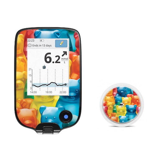 Peelz Candy Bears Freestyle Libre 2 Peelz/Stickers White Smoke Receiver + Sensor