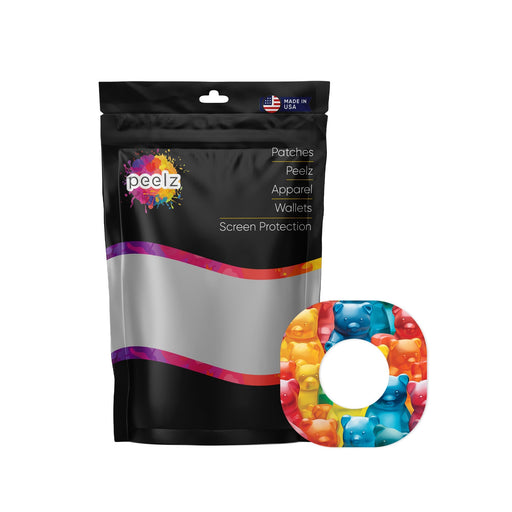 Peelz Candy Bears Dexcom G7 and Stelo Patch Tape - Pump Peelz Patch Medical Tape White Smoke 12-Pack (Set of 12 Patches),1-Single (One Patch)