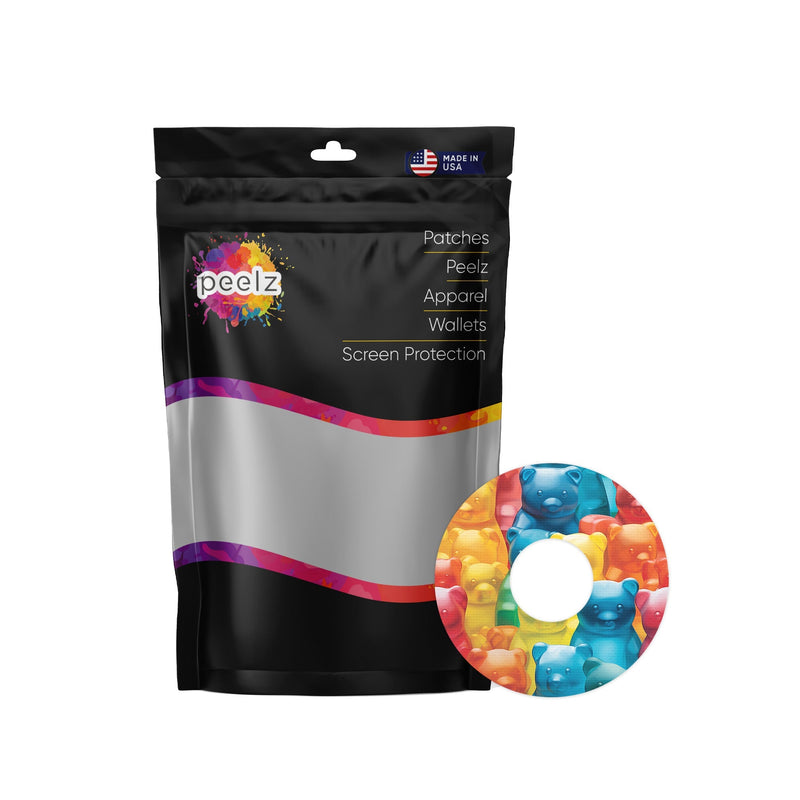 Peelz Candy Bears Patch Tape Designed for the FreeStyle Libre 3 Plus & Lingo Patch Medical Tape White Smoke 12-Pack (Set of 12 Patches),4-Pack (Set of 4 Patches),1-Single (One Patch)