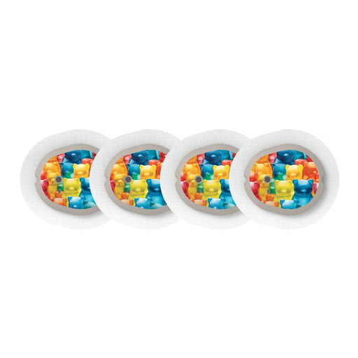 Peelz Candy Bears Sticker Designed for the DEXCOM G7 and Stelo Transmitter Peelz/Stickers White Smoke 4-pack (Set of 4 Stickers)