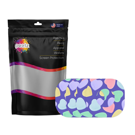 Peelz Candy Hearts Dexcom G7 and Stelo Patch Tape - Pump Peelz Patch Medical Tape White Smoke 4-Pack (Set of 4 Patches)