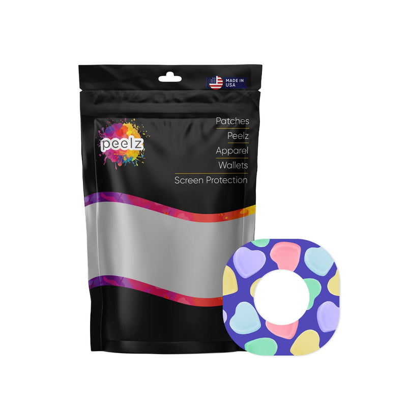Peelz Candy Hearts Dexcom G7 and Stelo Patch Tape - Pump Peelz Patch Medical Tape White Smoke 12-Pack (Set of 12 Patches)