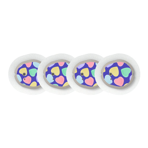 Peelz Candy Hearts Sticker Designed for the DEXCOM G7 and Stelo Transmitter Peelz/Stickers White Smoke 4-pack (Set of 4 Stickers)