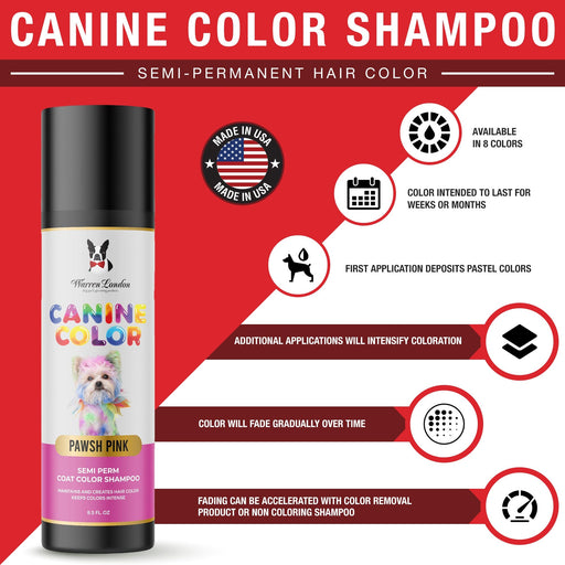 Warren London Canine Color Semi Perm Coat Color Shampoo for Dogs Spa Product White Smoke Blue,Red,Pink,Teal,Rose Gold,Purple,Green,Lilac,All 8 Pack of Colors