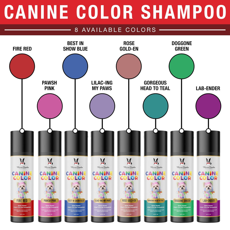 Warren London Canine Color Semi Perm Coat Color Shampoo for Dogs Spa Product White Smoke Blue,Red,Pink,Teal,Rose Gold,Purple,Green,Lilac,All 8 Pack of Colors