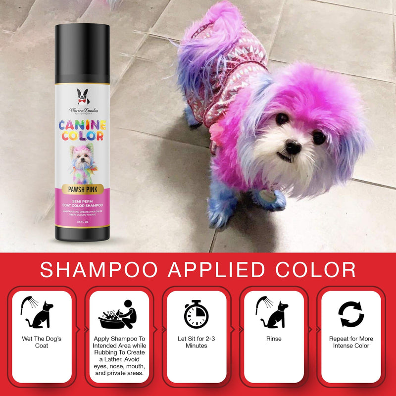 Warren London Canine Color Semi Perm Coat Color Shampoo for Dogs Spa Product White Smoke Blue,Red,Pink,Teal,Rose Gold,Purple,Green,Lilac,All 8 Pack of Colors