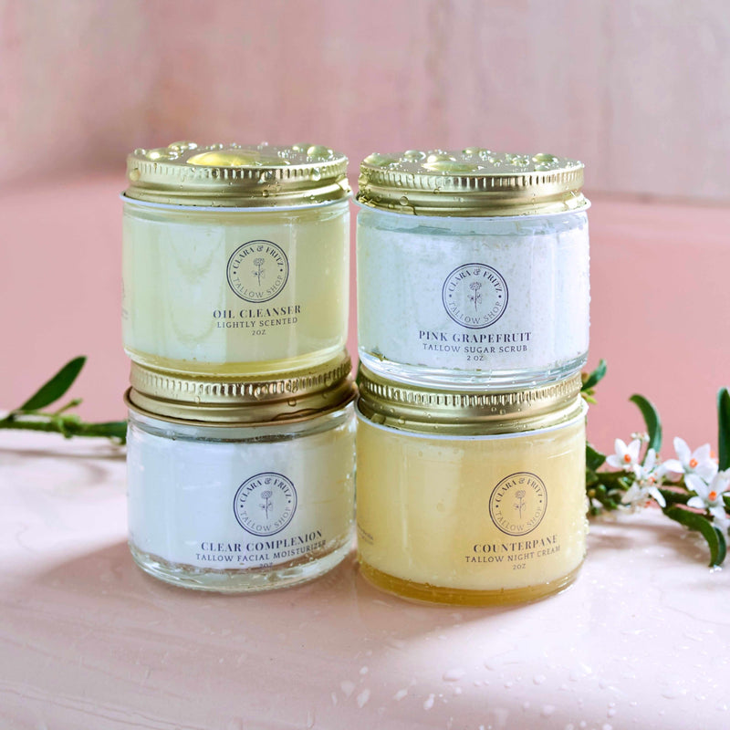 Clara & Fritz Tallow Shop Pink Grapefruit Tallow Sugar Scrub Lotion & Moisturizer Dark Gray 4 oz
