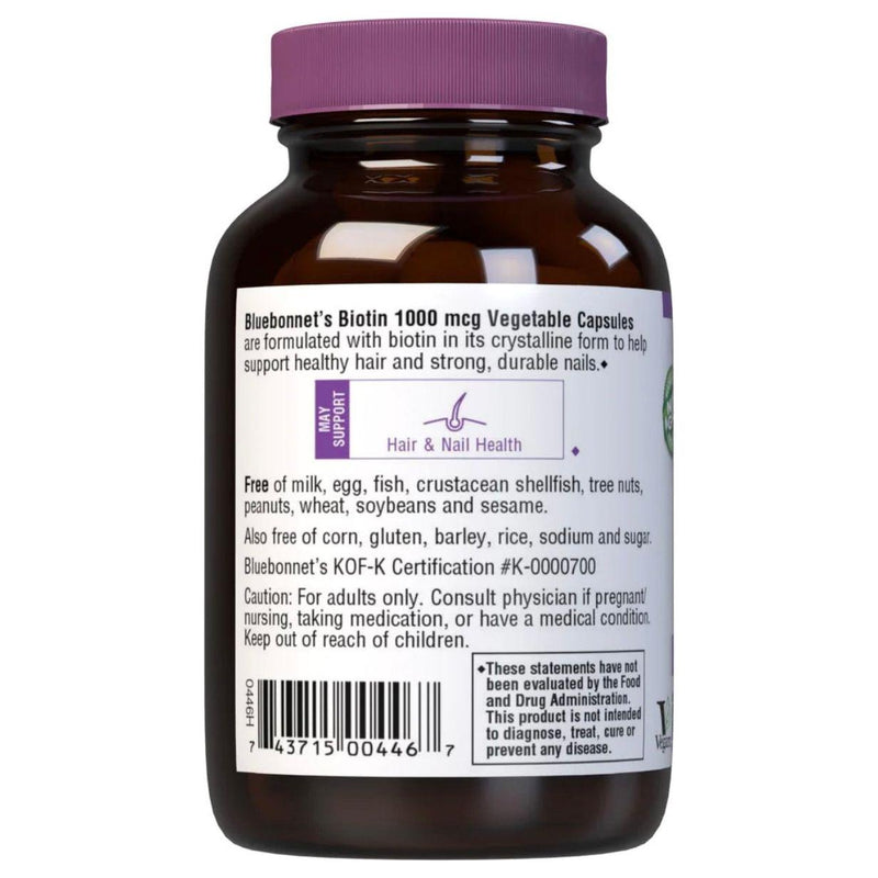 Bluebonnet Bluebonnet Nutrition Vitamins Biotin 1000 mg - 90 Vegetable Capsules Vitamins & Supplements Light Gray