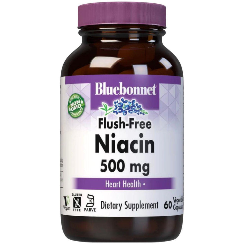Bluebonnet Bluebonnet Flush Free Niacin 500 mg 60 Vegetable Capsules Dietary Supplements Light Gray
