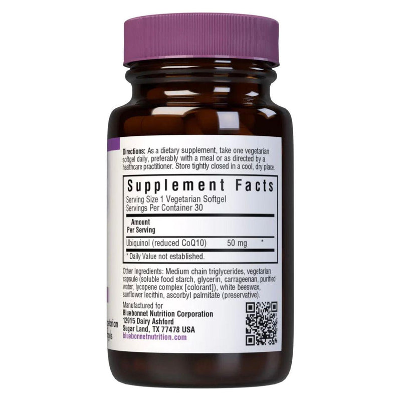Bluebonnet Bluebonnets CellularActive CoQ10 Ubiquinol  50 mg, 30 Vegetarian Softgels Vitamins & Supplements Black