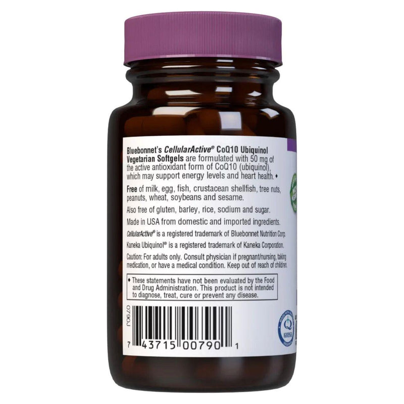 Bluebonnet Bluebonnets CellularActive CoQ10 Ubiquinol  50 mg, 30 Vegetarian Softgels Vitamins & Supplements Light Gray