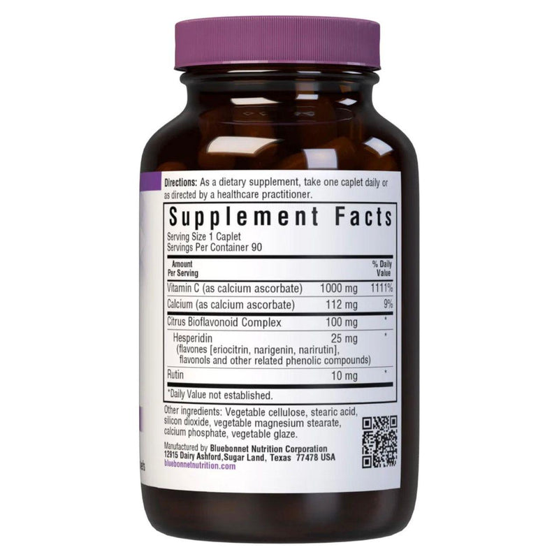 Bluebonnet Bluebonnets Buffered Vitamin C-1000 mg, 90 Caplets Vitamins & Supplements Black