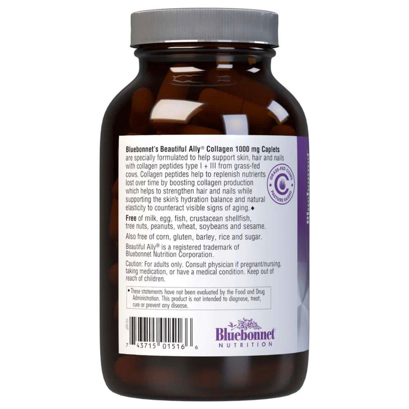 Bluebonnet Bluebonnets Beautiful Ally Collagen 1000 mg, 90 Caplets Dietary Supplements Light Gray