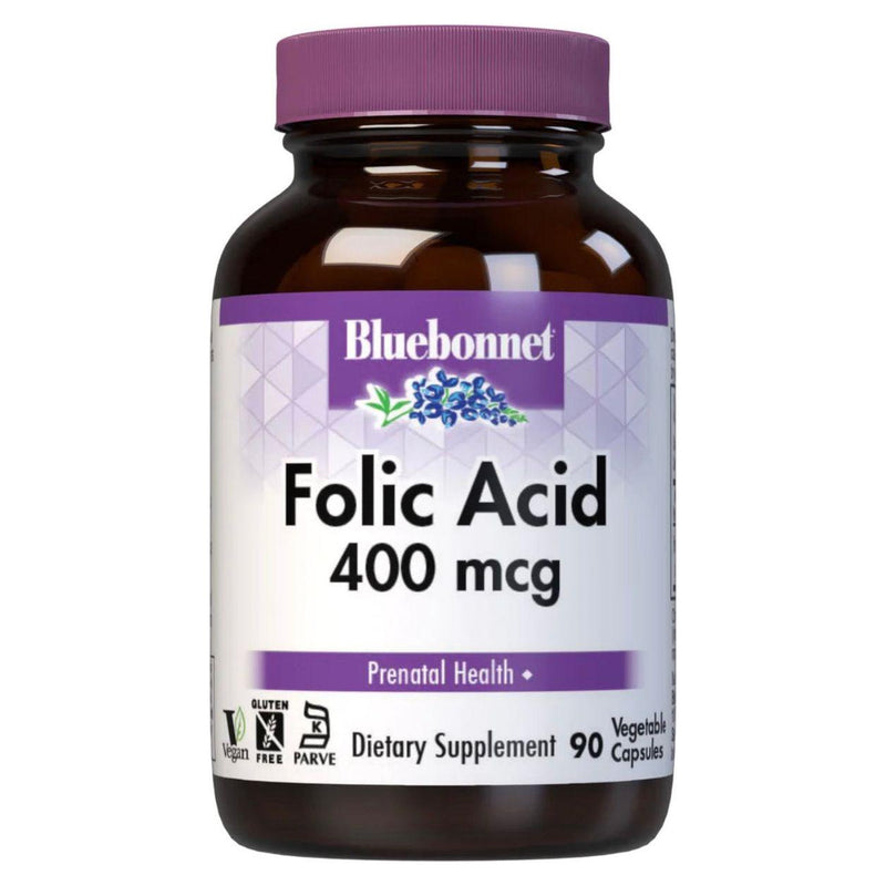Bluebonnet Bluebonnet Nutrition Folic Acid 400 mg - 90 Vegetable Capsules Vitamins & Supplements Light Gray