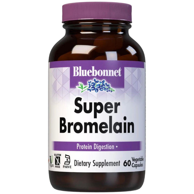 Bluebonnet Bluebonnets Super Bromelain 500 mg, 60 Vegetable Capsules Dietary Supplements Light Gray
