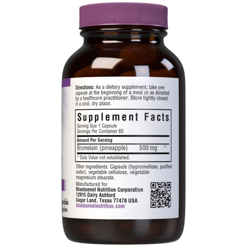 Bluebonnet Bluebonnets Super Bromelain 500 mg, 60 Vegetable Capsules Dietary Supplements Black
