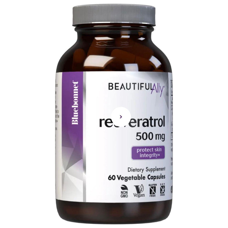 Bluebonnet Bluebonnets Beautiful Ally Resveratrol 500 mg, 60 Vegetable Capsules Dietary Supplements Light Gray