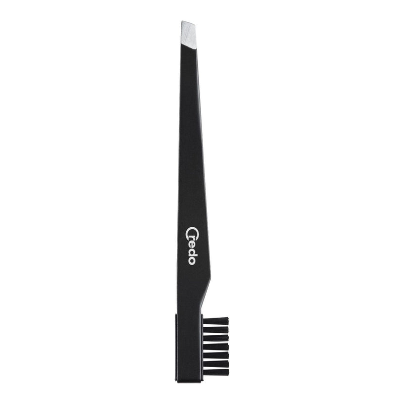 Credo Credo Tweezers with Eyebrow Brush 9cm Stainless/Black - 16 Oz Cosmetics Dark Slate Gray