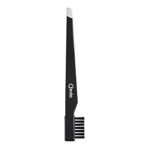 Credo Credo Tweezers with Eyebrow Brush 9cm Stainless/Black - 16 Oz Cosmetics Dark Slate Gray